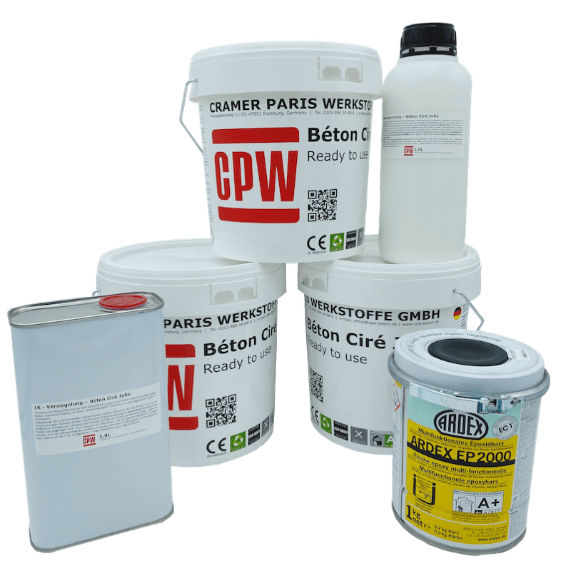 Béton Ciré Jolie - 8-9m² Bodenset Küche und Badezimmer